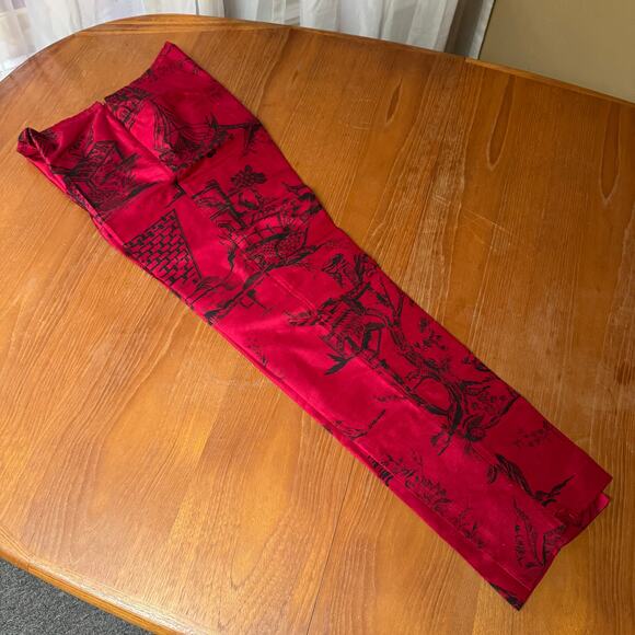 Karen Kane Pants Red Lined Sz 4 100% Silk Cigarette Pants - Picture 6 of 9